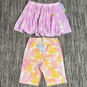 Cat & Jack Floral Skirt and Leaf Print Shorts Set Size XL (14)